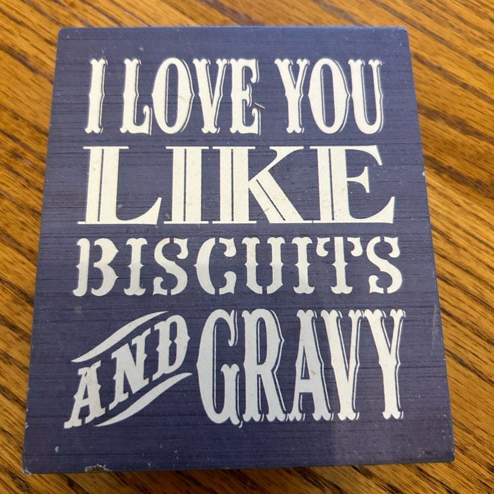 Small Blue Biscuit Love 4x5 in Wood Sign from the Loveless Cafe